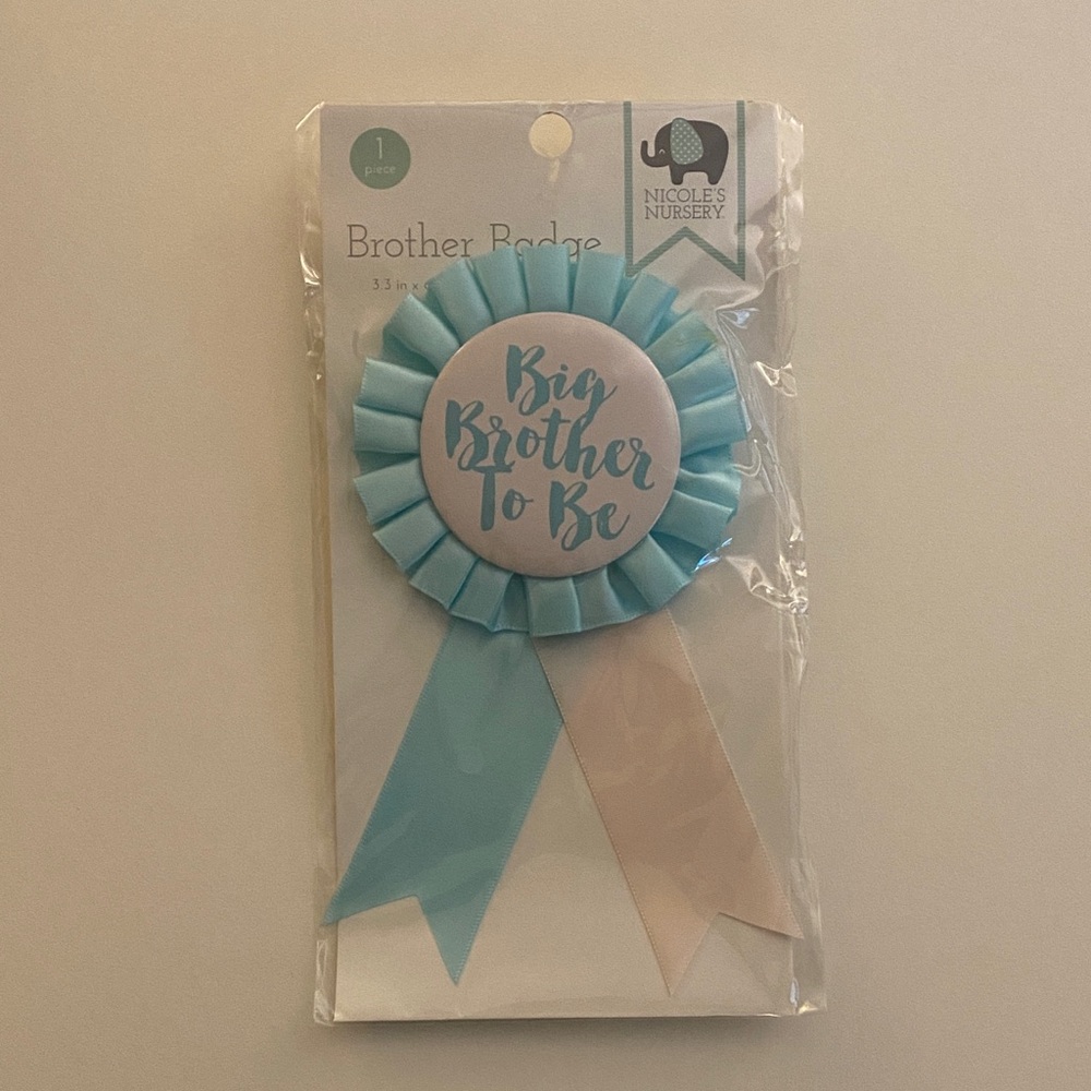 Big Brother To Be Badge with Blue Ribbon
